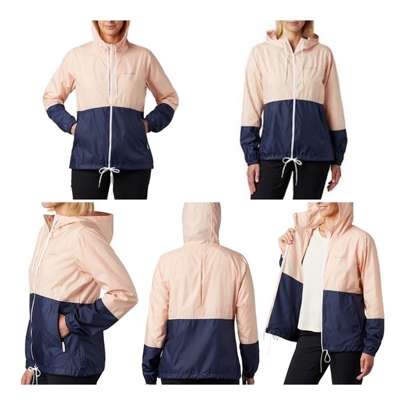 COLUMBIA Flash Forward Women’s Windbreaker - Peach Cloud/Nocturnal - Picture 1 of 16
